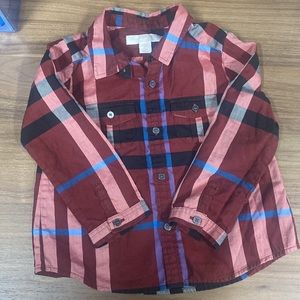 Burberry Children’s red plaid dress shirt 18mo